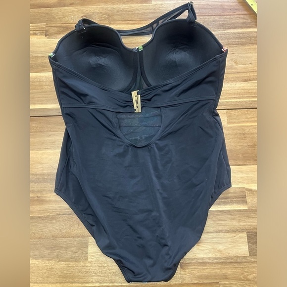 Swimsuits for All Ruched Sheer Full Support Padded Floral One Piece Swimsuit - Picture 3 of 13